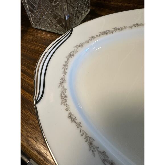 Vintage Noritake China Crestmont Serving Platter Silver Detail Trim Classic - Picture 3 of 7